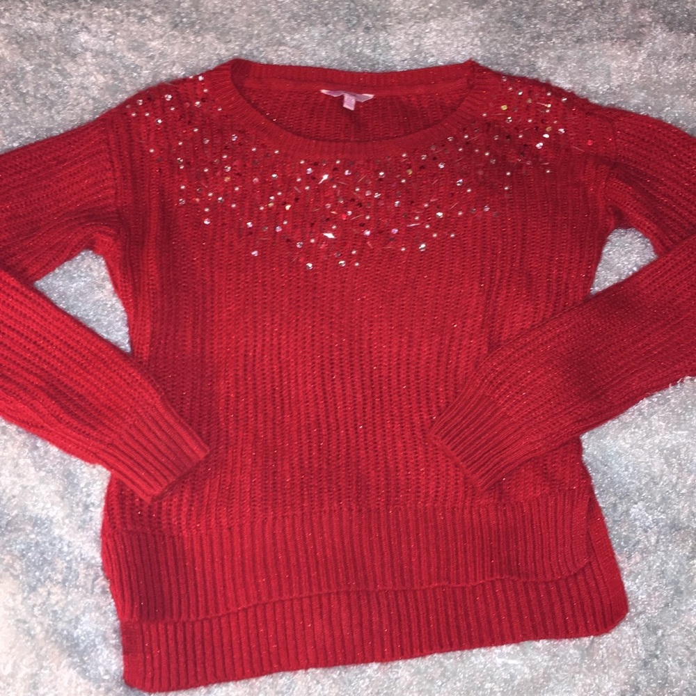 Sweet red holiday sweater Candie’s XL beads gleams